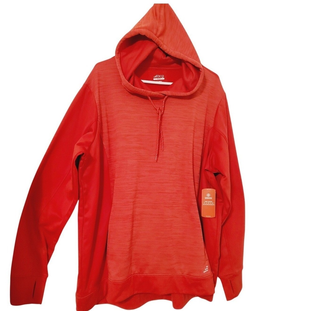 BCG Plus Womens Training Hoodie Tango Red 3X Moisture Wicking Thumbhole Pullover